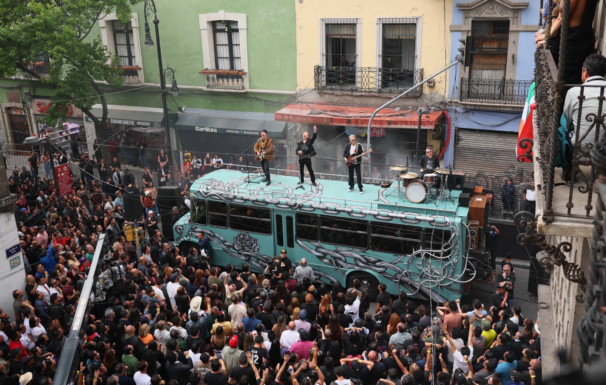 U2 shoot video for new single ‘Street Of Dreams’ on a Mexico City bus